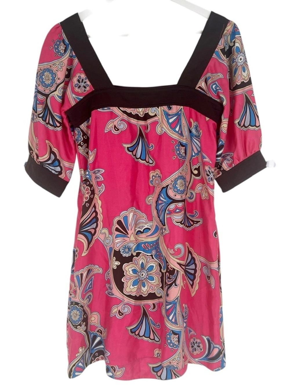 Womens XS Y2K Vintage 100% Silk Boho Artsy Babydoll Dress Mini Festival